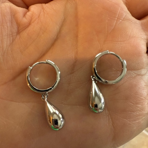 Silver Teardrop Earrings - Picture 2 of 2